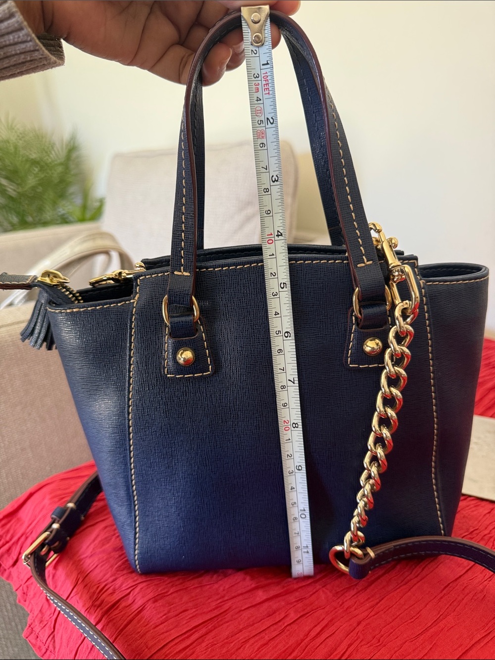 Dooney & Bourke Navy Leather crossbody Bag with Gold Hardware - Picture 12 of 12